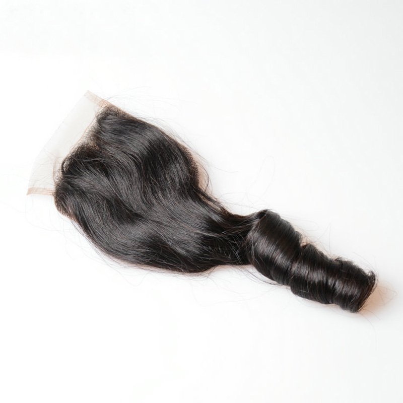 Brazilian Human Hair Extesions Funmi Spring Curly 3 Bundles With 4X4 Lace Closure Baby Hairs 10-24inch 4 Pieces/lot