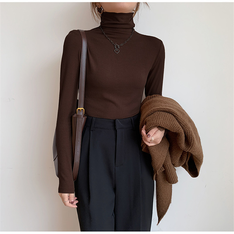 Spring Autumn Women Pullover Female Knitted Sweaters Solid Concise Turtleneck Elasticity Elegant Office Lady Casual Tops 220818
