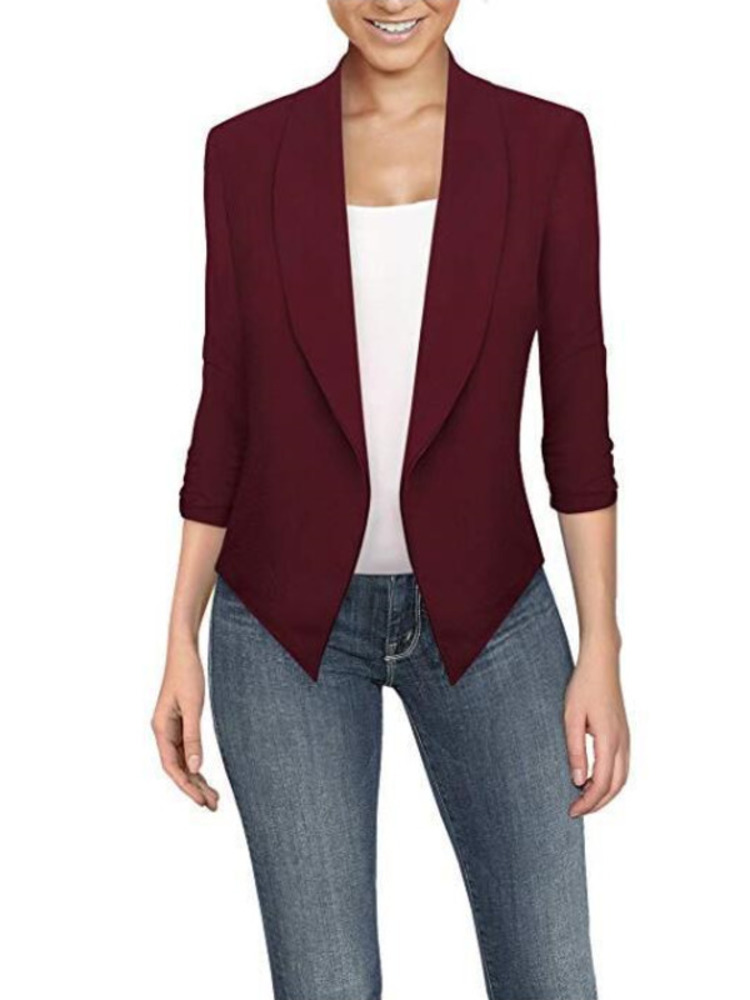 PEONFLY Big Size Slim Women Blazers Fashion Spring Jacket Female Work Office Solid Pocket Notched Blazer Feminino Coat 5XL 220818