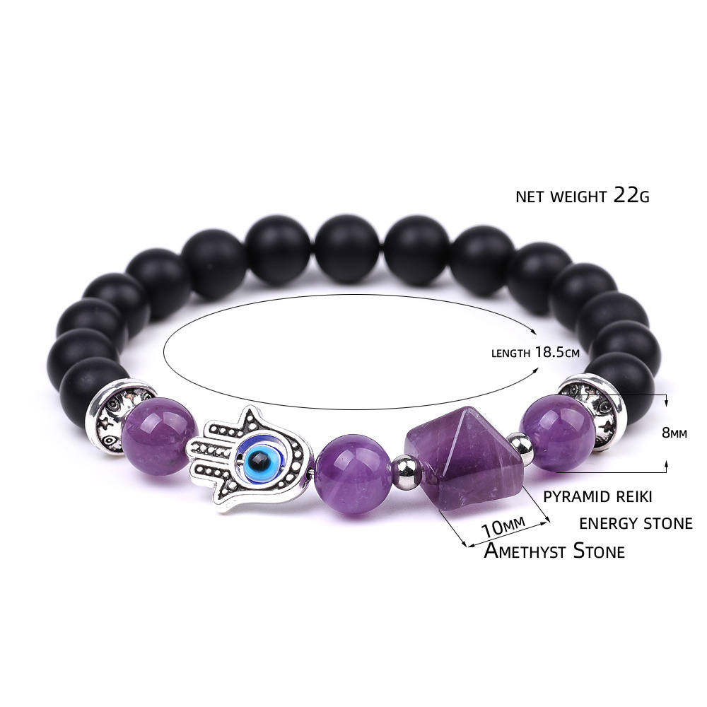 Reik Healing Natural Crystal Stone Turkish Evil Eye Hand Bracelet Amethyst Aventurine Tiger's Eye Bracelets