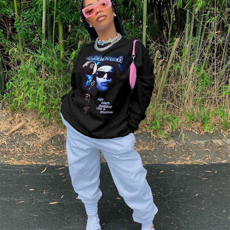 VAZN Latest Style Black Free Casual Daily Nature Young Style Round Neck Full Sleeve Women Regular Slim Hoodies 220817