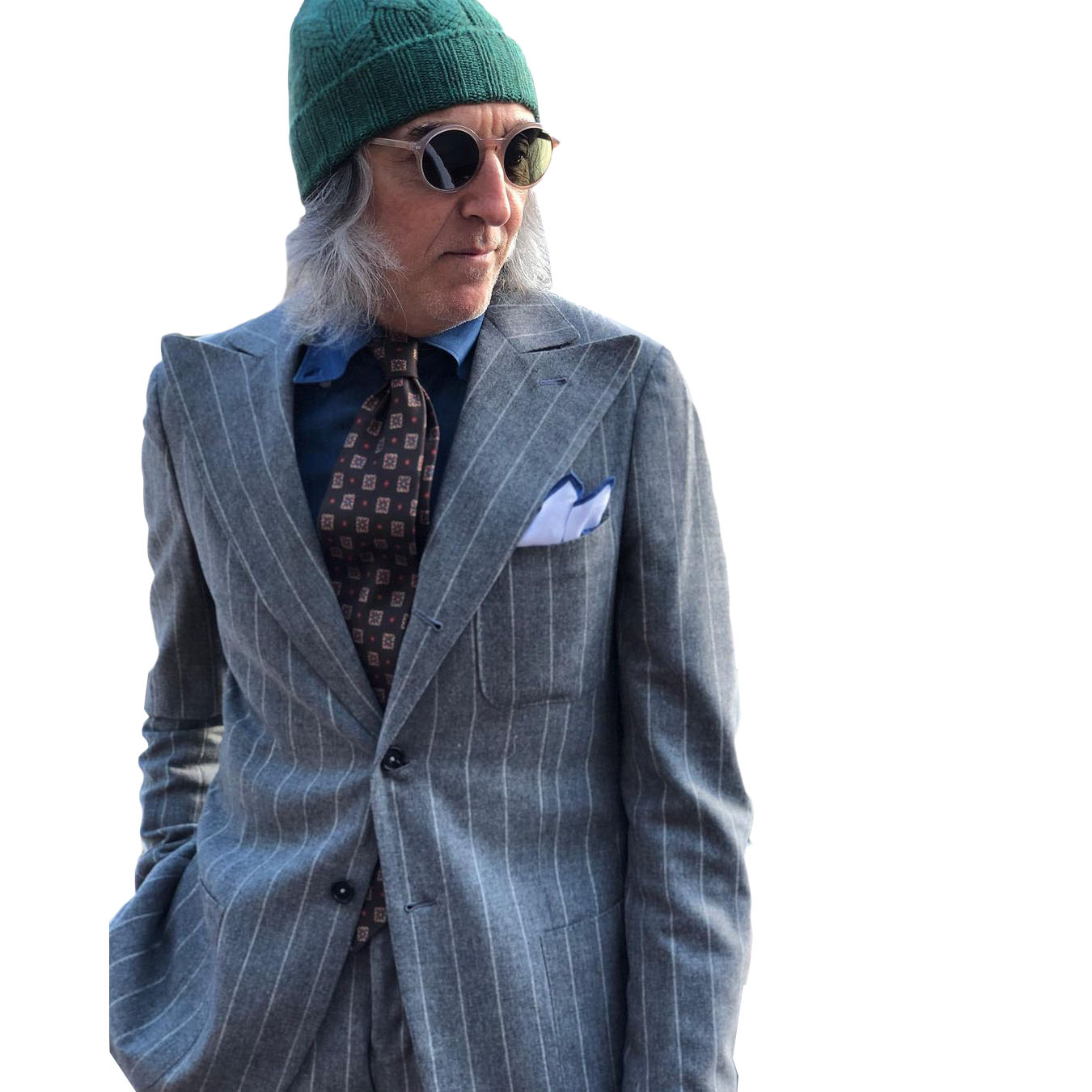 Grey Pinstripe Men Wedding Tuxedos Slim Fit Two Button Groom Dinner Evening Suits Birthday Party Wear Blazer 2 Pieces