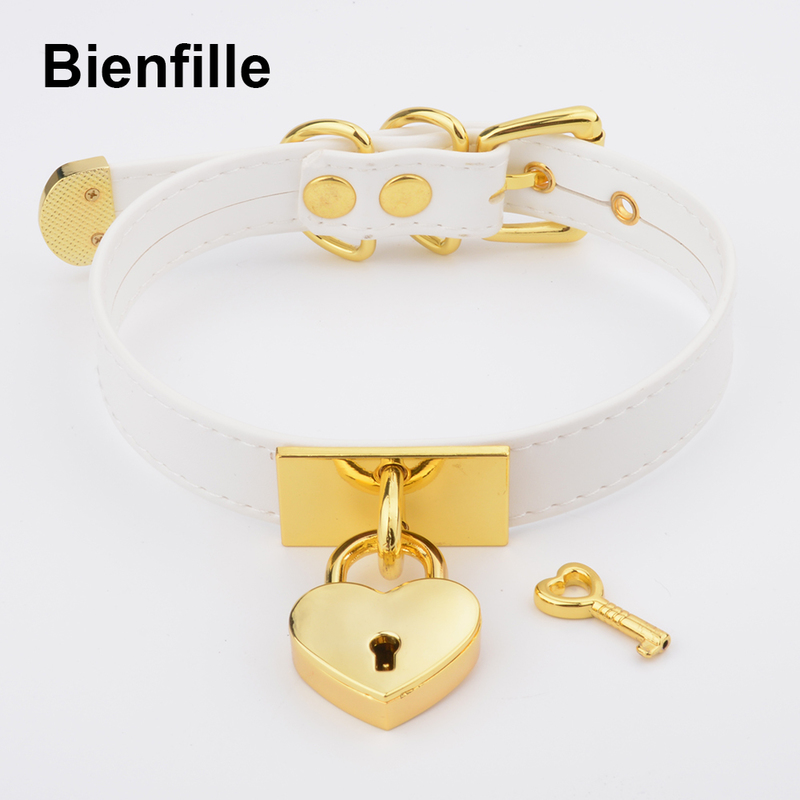 Fashion Wholesale Choker Womens Gold Metal Love Heart PadLock Collares Mens Necklace Gothic Punk Buckle BDSM Choker 220818