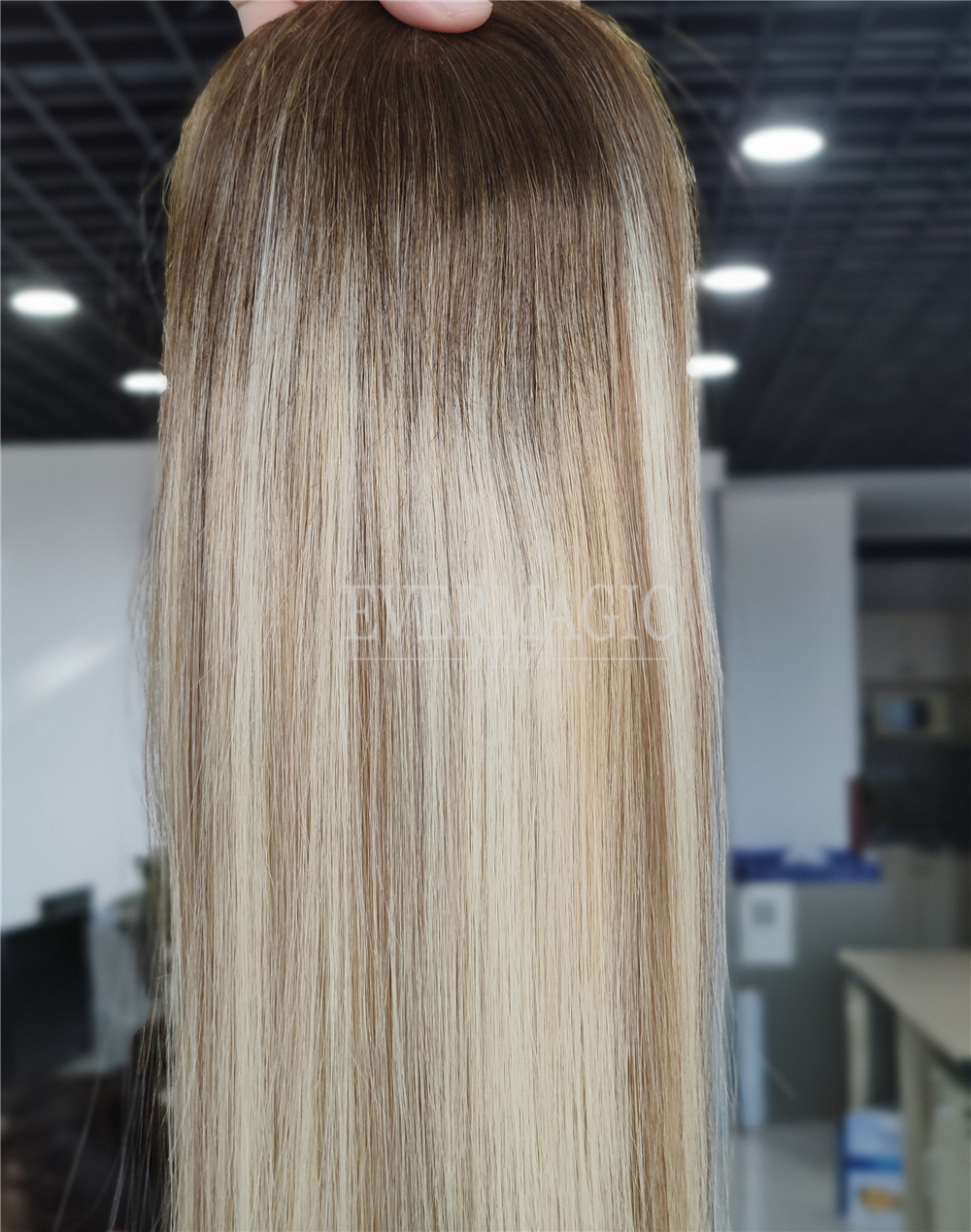 New Coming Stock Balayage Color Virgin Human Hair Toppers Mono Double Line pu Base for Hairloss Women