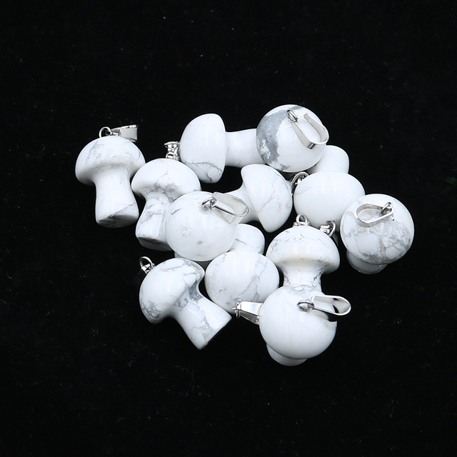 Natural Stone Carved 20mm Mushroom charms pink Quartz amethyst agate opal Crystal Tiger Eye Hand Pendant Charms For DIY Jewelry Making Necklace