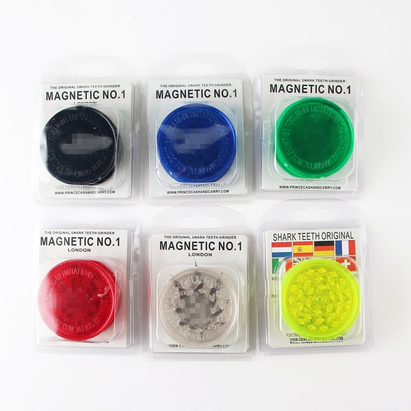 IN Stock 60mm 3 piece colorful plastic herb grinder for smoking tobacco grinders with green red blue clear FY2142