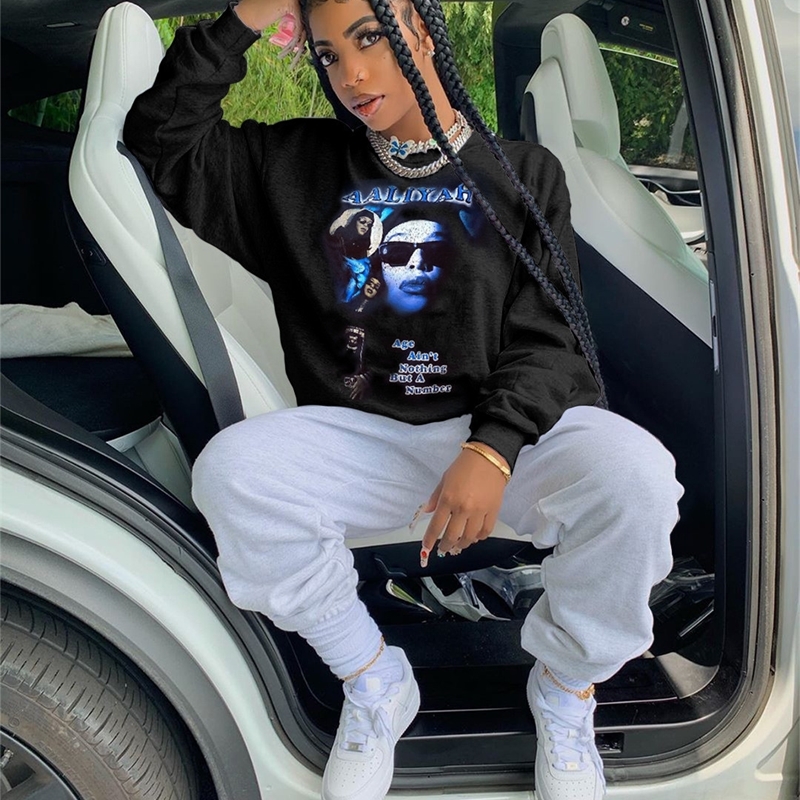 VAZN Latest Style Black Free Casual Daily Nature Young Style Round Neck Full Sleeve Women Regular Slim Hoodies 220817