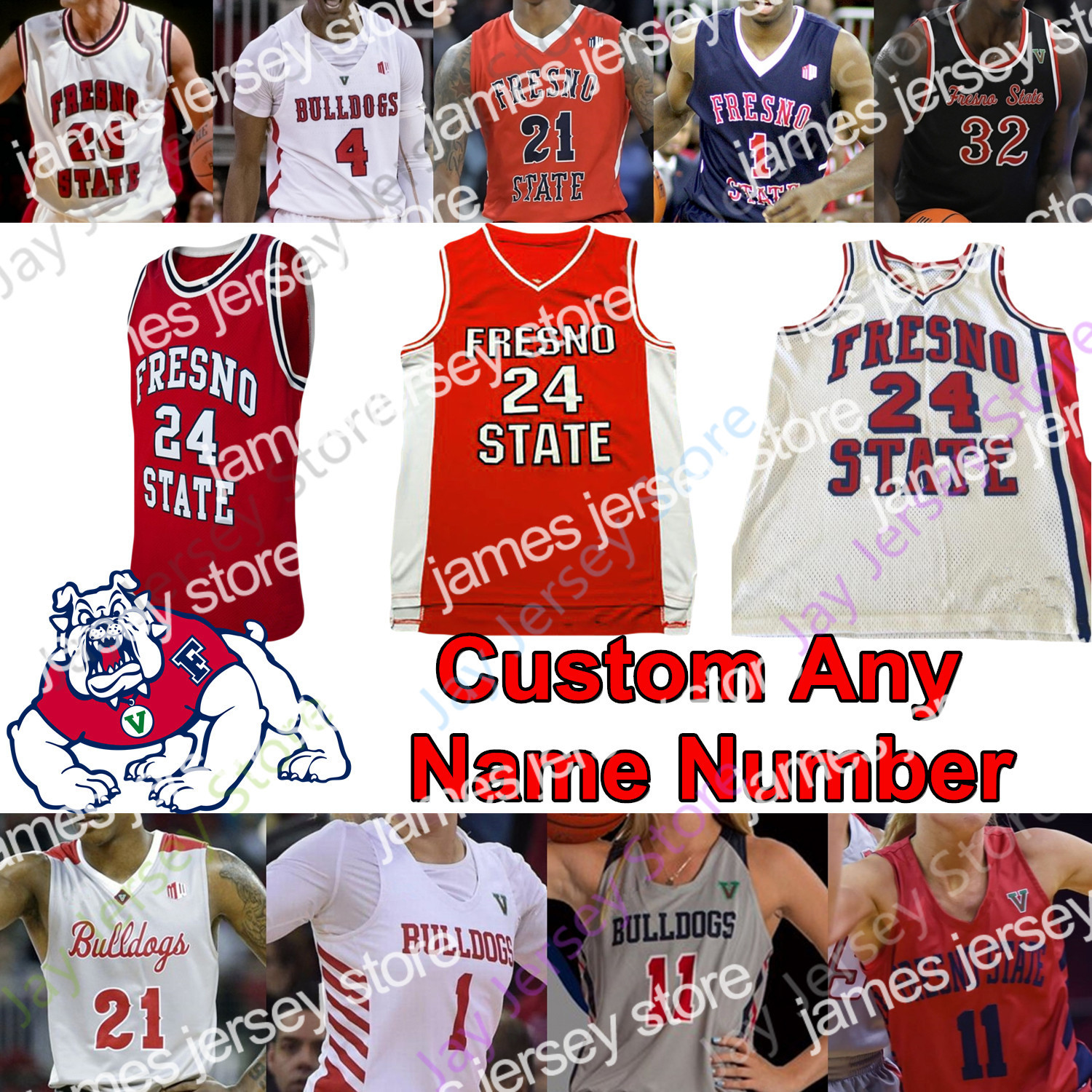 2022 Fresno State Bulldogs FSU Basketball Jersey NCAA College George Chris Herren Robinson Williams Grimes Blackwell Hyder Hart Johnson Alston