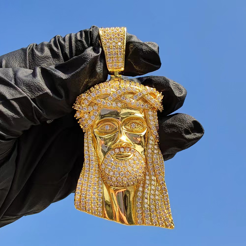 Hip Hop Jesus Face Pendants Necklace 18K Real Gold Plated Men Women Lover Religious Jewelry