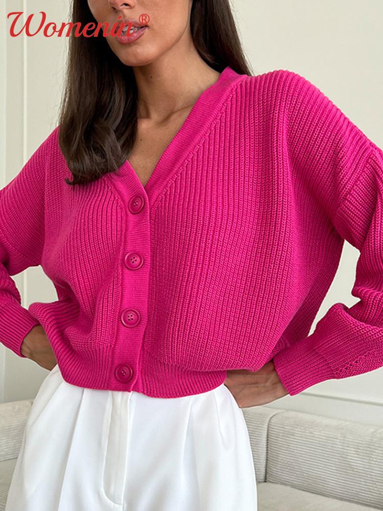 Autumn Knitted V-neck Women Cardigan Sweater Casual Long Sleeve Button Elegant Loose Lady Sweaters Female Single Breasted Top, Green
Autumn Knitted V-neck Women Cardigan Sweater Casual Long Sleeve Button Elegant Loose Lady Sweaters Female Single Breasted Top, Green