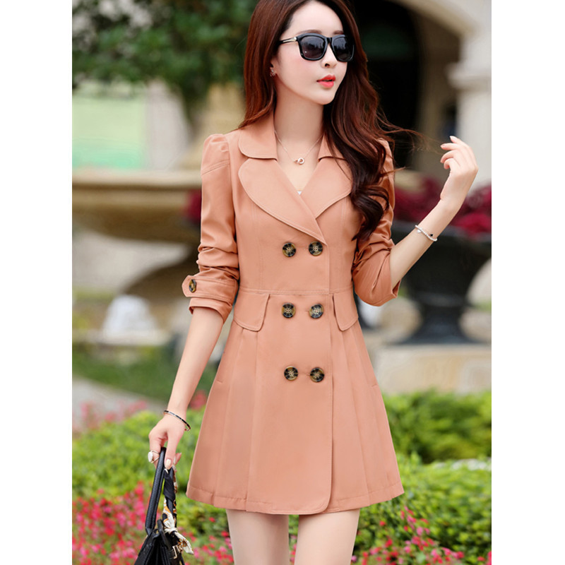 Trench Coat Women Double Breasted Trenchcoat Lace Female Autumn Casual Coats Windbreaker Outwear Plus Size Raincoat Streetwear 220819