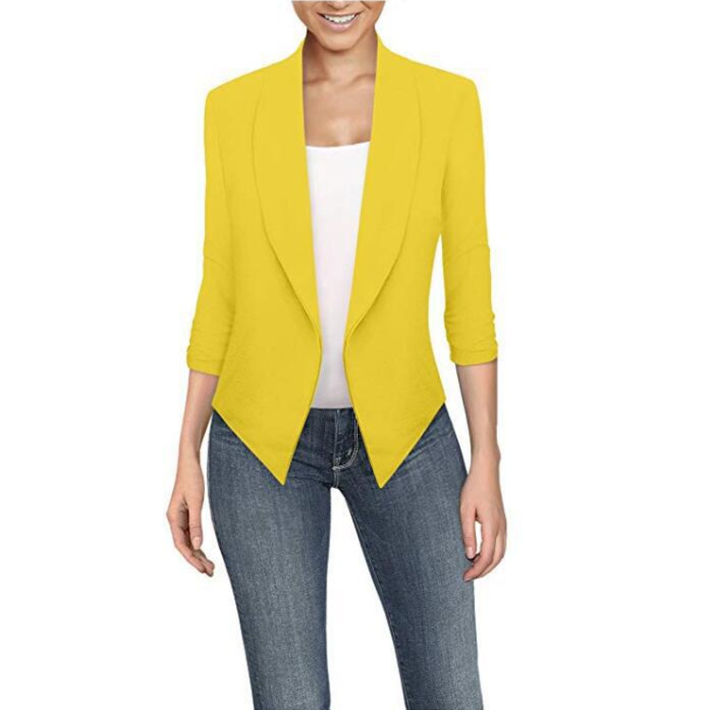 PEONFLY Big Size Slim Women Blazers Fashion Spring Jacket Female Work Office Solid Pocket Notched Blazer Feminino Coat 5XL 220818