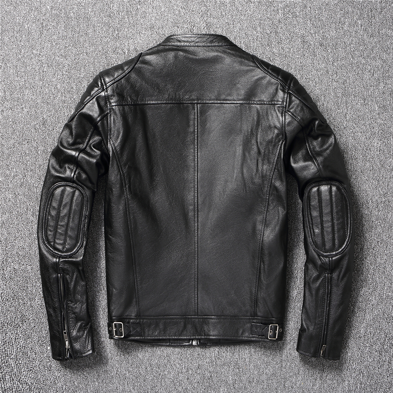 Top Layer 100 Cowhide Leather Clothes Men s Stand Collar Motorcycle Youth Autumn and Winter Large Size Jacket 220819