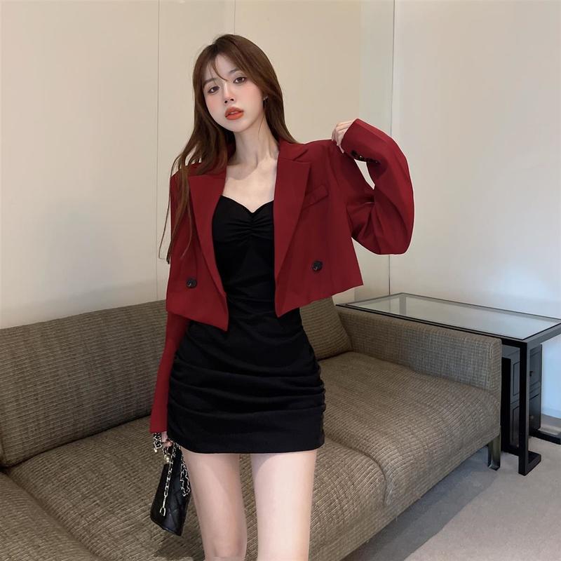 Cropped Blazers Women Spring Solid Office Lady Minimalist Classic Daily All match Elegant Vintage Leisure 4 Colors Feminino 220818