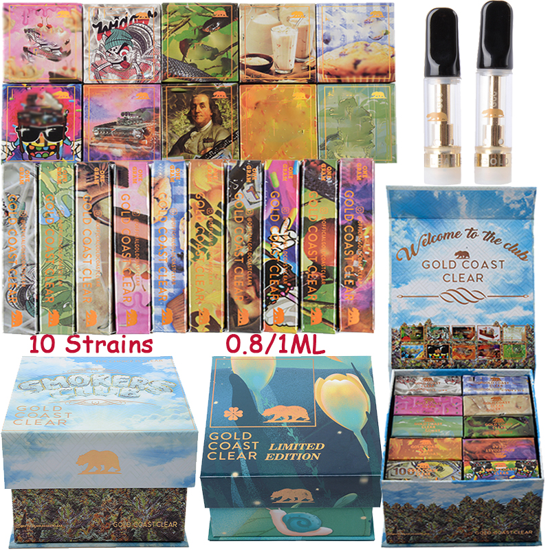 New Smokers Club 10 Strains Gold Coast Clear Atomizers Vape Cartridges Packaging 0.8ml 1ml Dab Glass Thick Carts 510 Thread Vaporizer Empty Vapes Pen E Cigarettes
New Smokers Club 10 Strains Gold Coast Clear Atomizers Vape Cartridges Packaging 0.8ml 1ml Dab Glass Thick Carts 510 Thread Vaporizer Empty Vapes Pen E Cigarettes