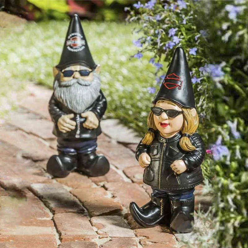 15cm Drunk Biker Garden Gnomes Locomotive Dwarf Goblin Dwarf Resin Garden Decoration Courtyard Home Crafts Garage Kits T220815 - view 3