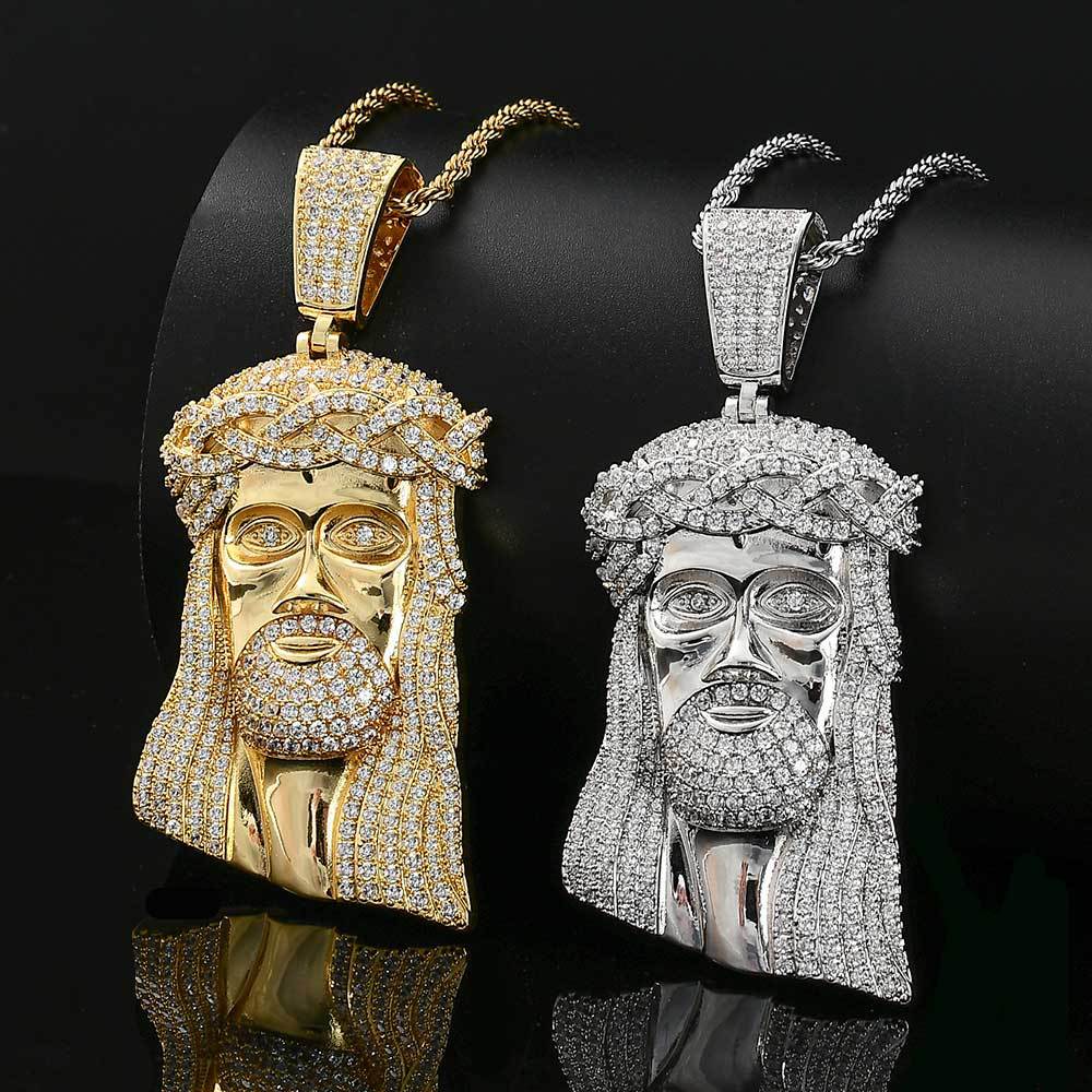 Hip Hop Jesus Face Pendants Necklace 18K Real Gold Plated Men Women Lover Religious Jewelry