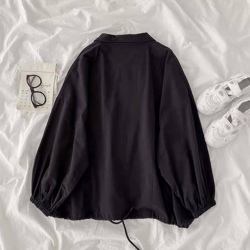 Women Basic Jackets Turn Down Collar Zipper Harajuku Elastic BF Chic Ulzzang Loose Korean Style Cool Streetwear Casual Outerwear 220818