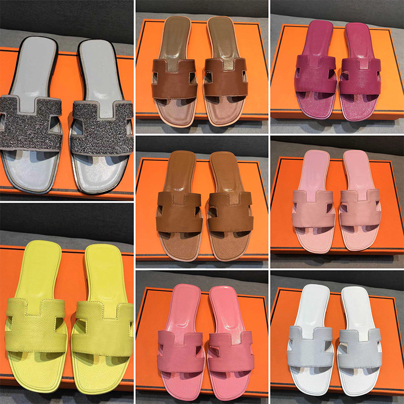 2022 Designer Women Slippers Genuine Leather Sandals Summer Sandals Flat Flip Flop Crocodile Skin Slides Ladies Beach Sandal Party Wedding Slipper