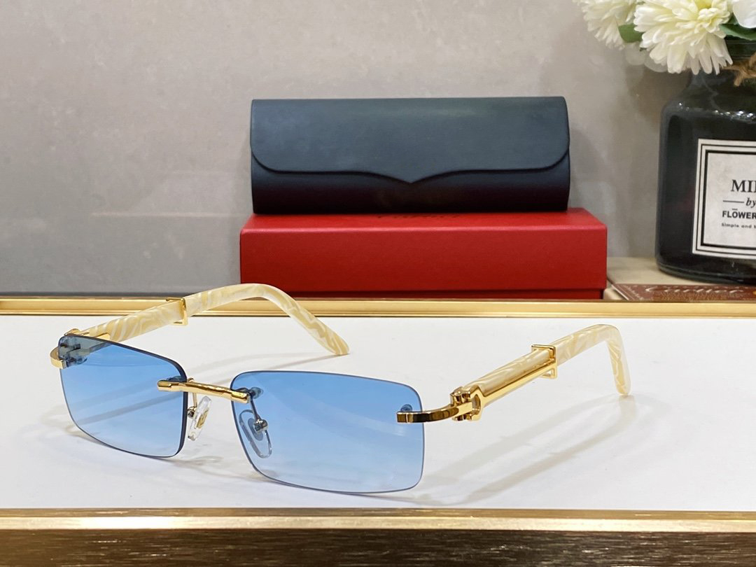Vintage 54MM Designer Sunglasses for Men and Women High End Unisex Wooden Carti Glasses Frame Blue Lenses Removable Design Luxury Shade Eyewear Lunettes Luxe Femme