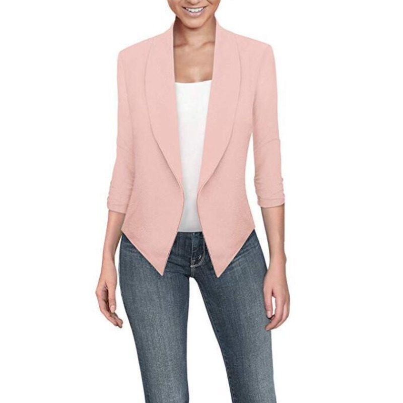 PEONFLY Big Size Slim Women Blazers Fashion Spring Jacket Female Work Office Solid Pocket Notched Blazer Feminino Coat 5XL 220818