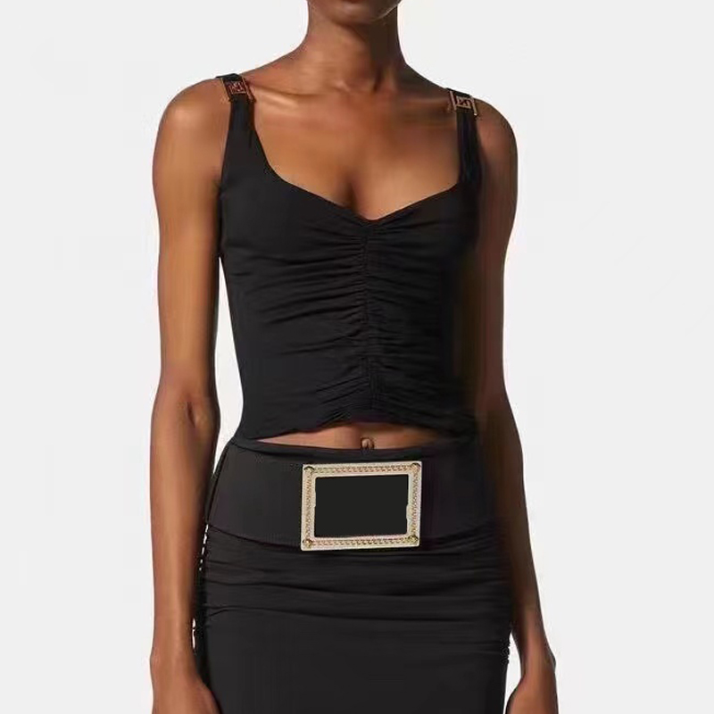 22 Designers Tanks Camis vest Tops Women Fashion T shirt F letter metal shoulder buckle Smoke plait Cool vest black dress Fit medusa shirt SML
22 Designers Tanks Camis vest Tops Women Fashion T shirt F letter metal shoulder buckle Smoke plait Cool vest black dress Fit medusa shirt SML
