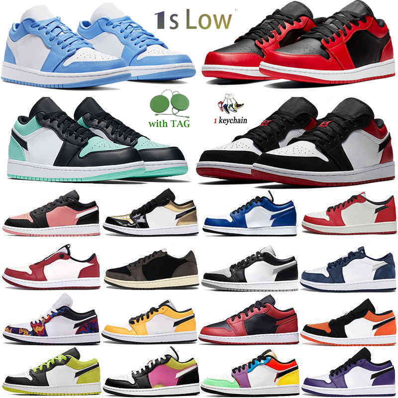 1 1s Low Bred Toe UNC basketball shoes OG cactus black white paris Archeo Pink easter reverse bred men trainers women designer, 15 black pigeon