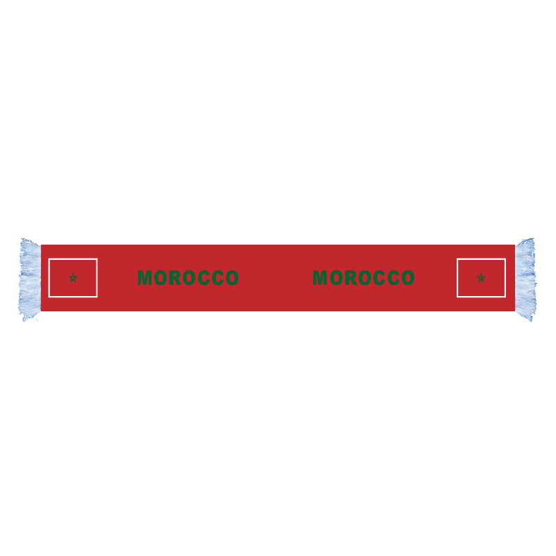 MOROCCO Flag Factory Supply Good Price Polyester Satin Scarf Country Nation Football Games Fans Scarf Also Can be Customized
MOROCCO Flag Factory Supply Good Price Polyester Satin Scarf Country Nation Football Games Fans Scarf Also Can be Customized
