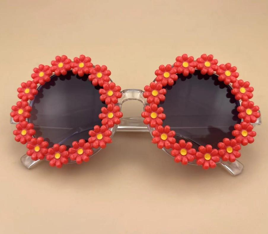 Children's Cute Daisy Flower Sunglasses Round Protection Outdoor 2022 New Fashion Eyewear For Kids Sweat Sun Glasses H260130