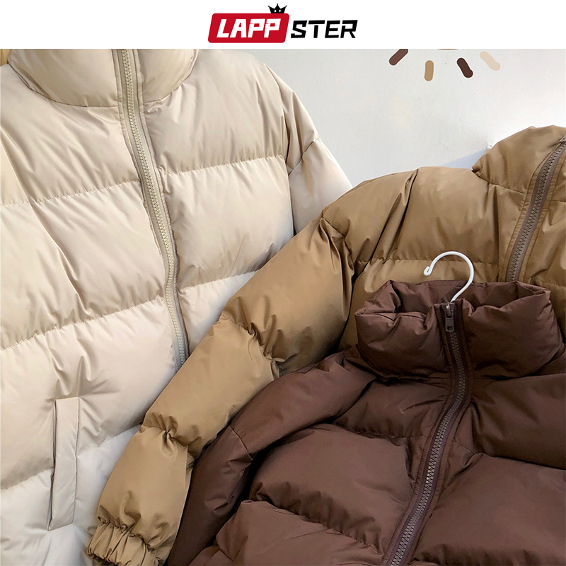 LAPPSTER Men Harajuku Colorful Bubble Coat Winter Jacket Mens Streetwear Hip Hop Parka Korean Black Clothes Puffer Jackets 220819