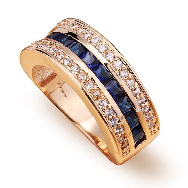 Sapphire Full Diamond 18k Gold Rings for Women Bague or Jaune Bizuteria Jewelry Anillos Men Gemstone Anel 220818