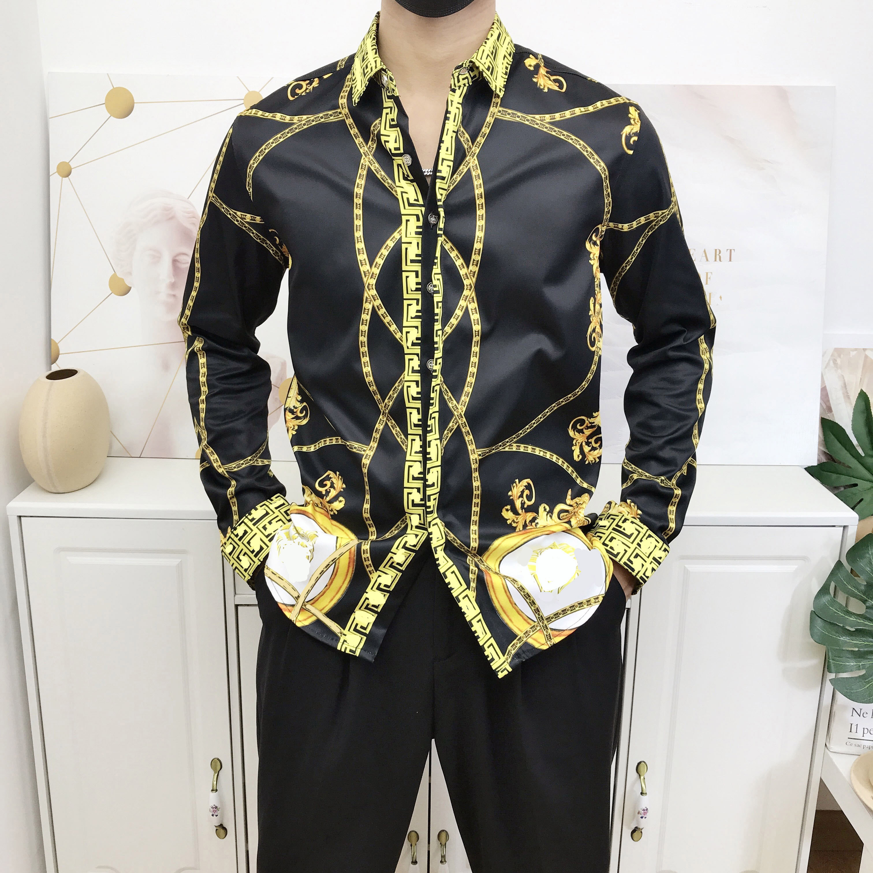 Brand New Mens Medusa Shirts 2023 Long Sleeved Slim Fit Dress Shirtss Business Casual5D MedusaS black gold floral Men Shirt M-3XL#288
Brand New Mens Medusa Shirts 2023 Long Sleeved Slim Fit Dress Shirtss Business Casual5D MedusaS black gold floral Men Shirt M-3XL#288