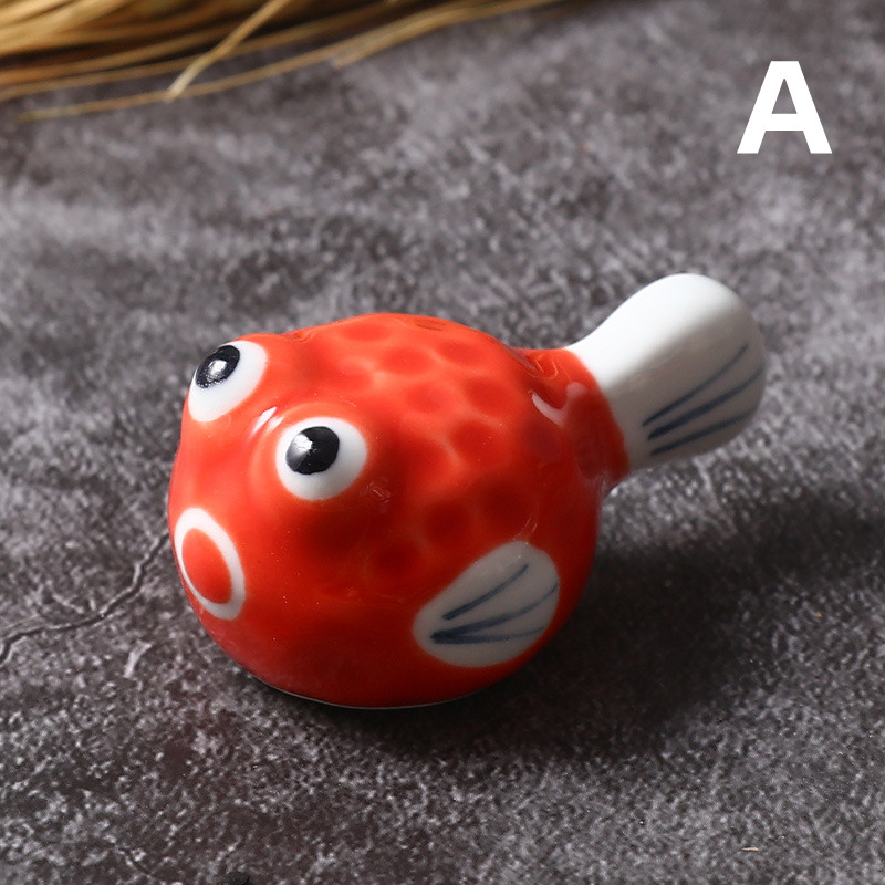 Puffer Fish Chopstick Rest Japanese Ceramic Chopsticks Stand Storage Funny Cartoon Shape Restaurant Supplies 0113I
