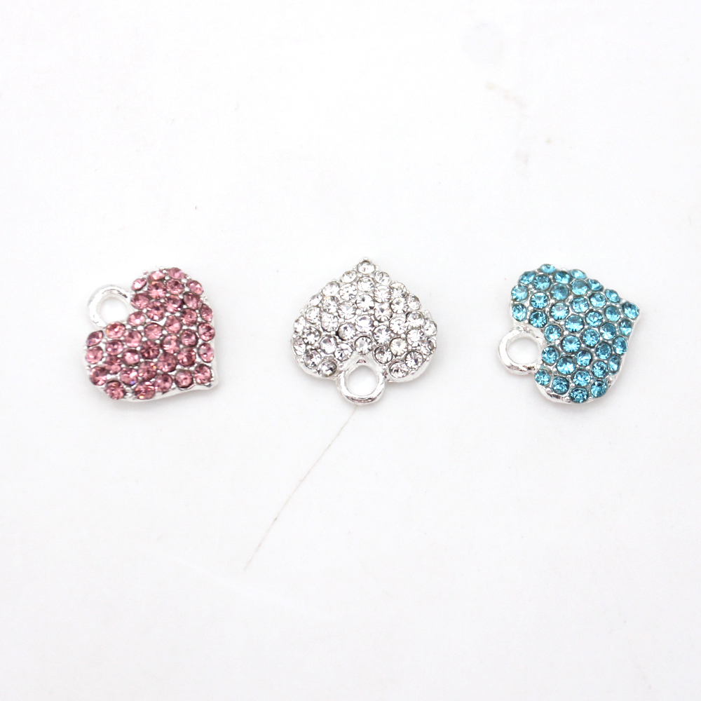 20pcs Cute Small Mix Color DIY Craft Charms For Kids Muslim Islamic Rhinestone Crystal Love Heart Shape Pendant Charm For Bracelet /Necklace Making Je