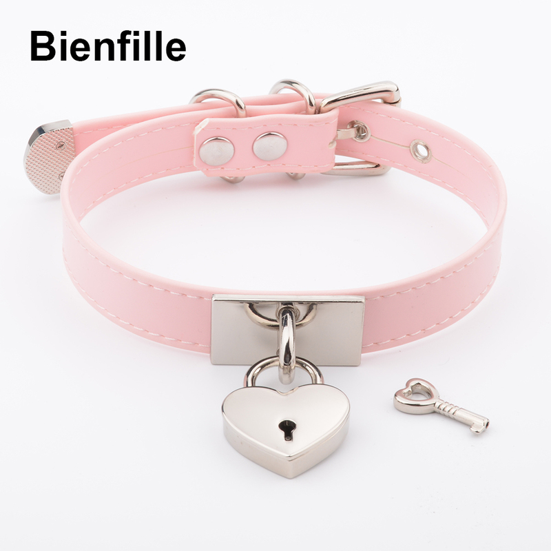 Fashion Wholesale Choker Womens Gold Metal Love Heart PadLock Collares Mens Necklace Gothic Punk Buckle BDSM Choker 220818