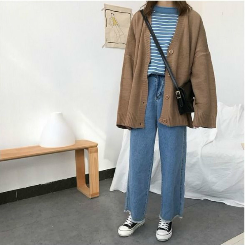 Sweaters Women Knitting Cardigans Casual Spring V-Neck Long Sleeve Daily Solid Mujer Clothes Single Breasted Brown College 220818