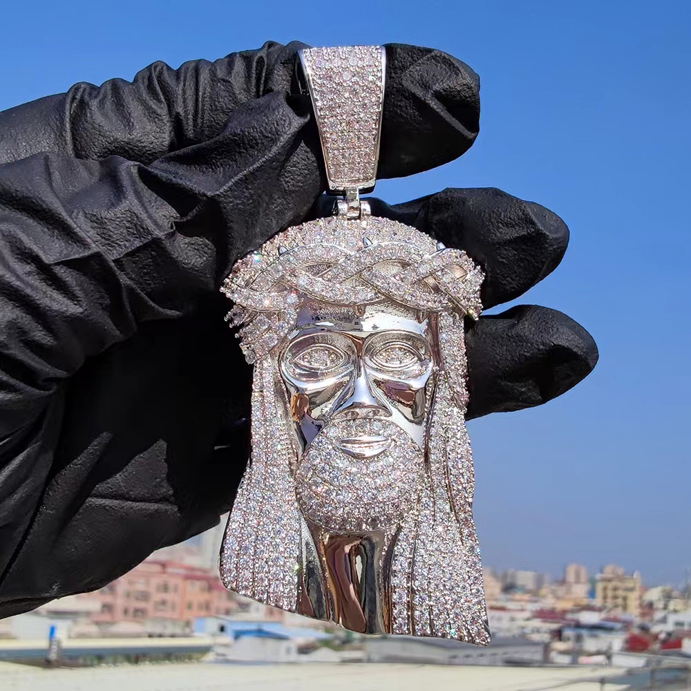 Hip Hop Jesus Face Pendants Necklace 18K Real Gold Plated Men Women Lover Religious Jewelry