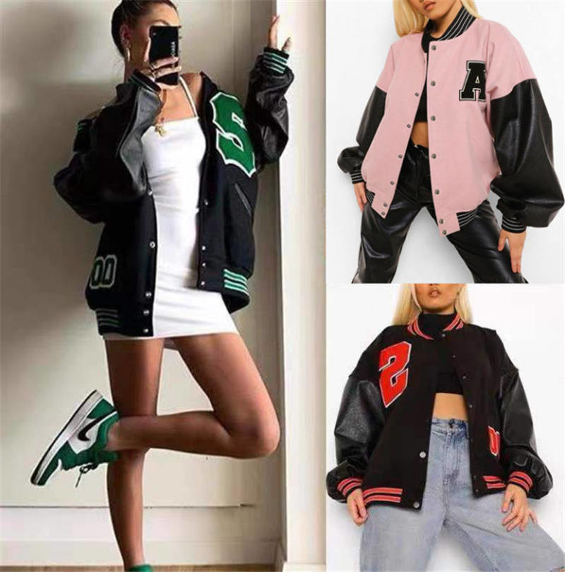 Women s Coat Spring Letters Towel Embroidered Bomber Jacket Women Street Hip hop Pilot Baseball Uniform Casual 220818