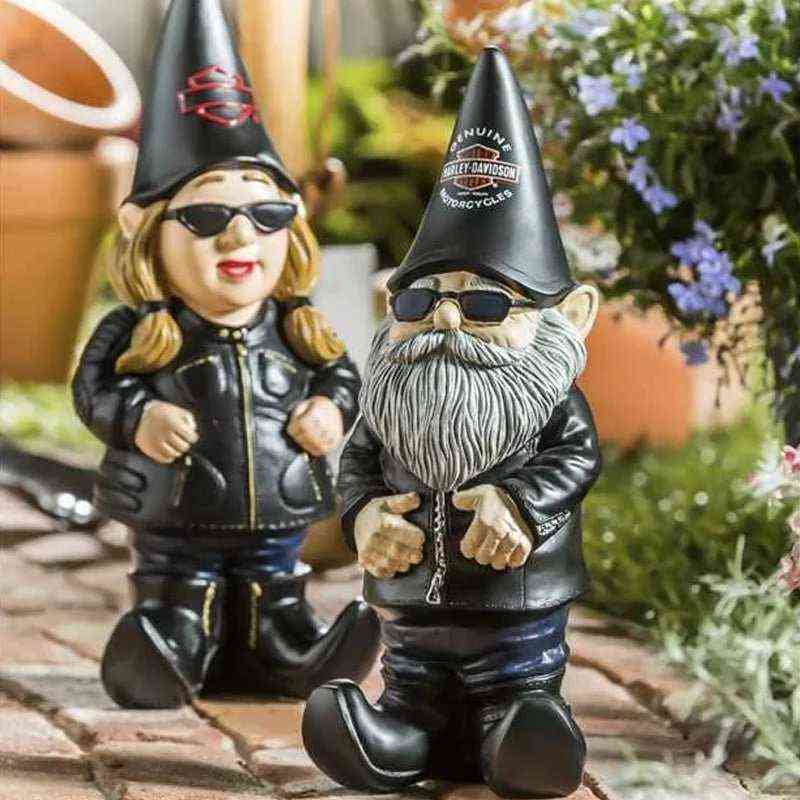 15cm Drunk Biker Garden Gnomes Locomotive Dwarf Goblin Dwarf Resin Garden Decoration Courtyard Home Crafts Garage Kits T220815 - view 4