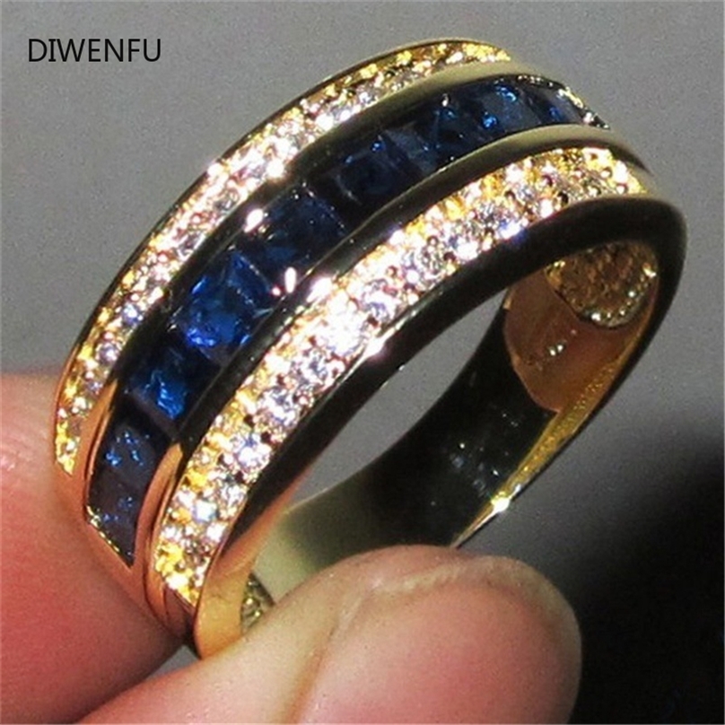 Sapphire Full Diamond 18k Gold Rings for Women Bague or Jaune Bizuteria Jewelry Anillos Men Gemstone Anel 220818
