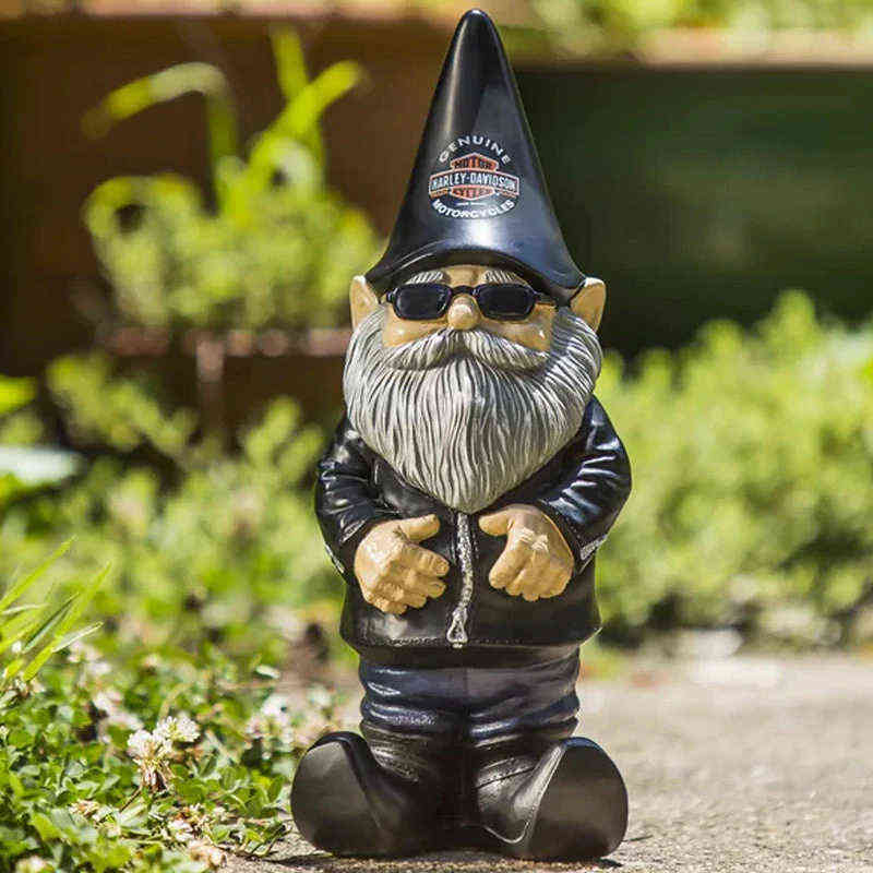 15cm Drunk Biker Garden Gnomes Locomotive Dwarf Goblin Dwarf Resin Garden Decoration Courtyard Home Crafts Garage Kits T220815 - view 6