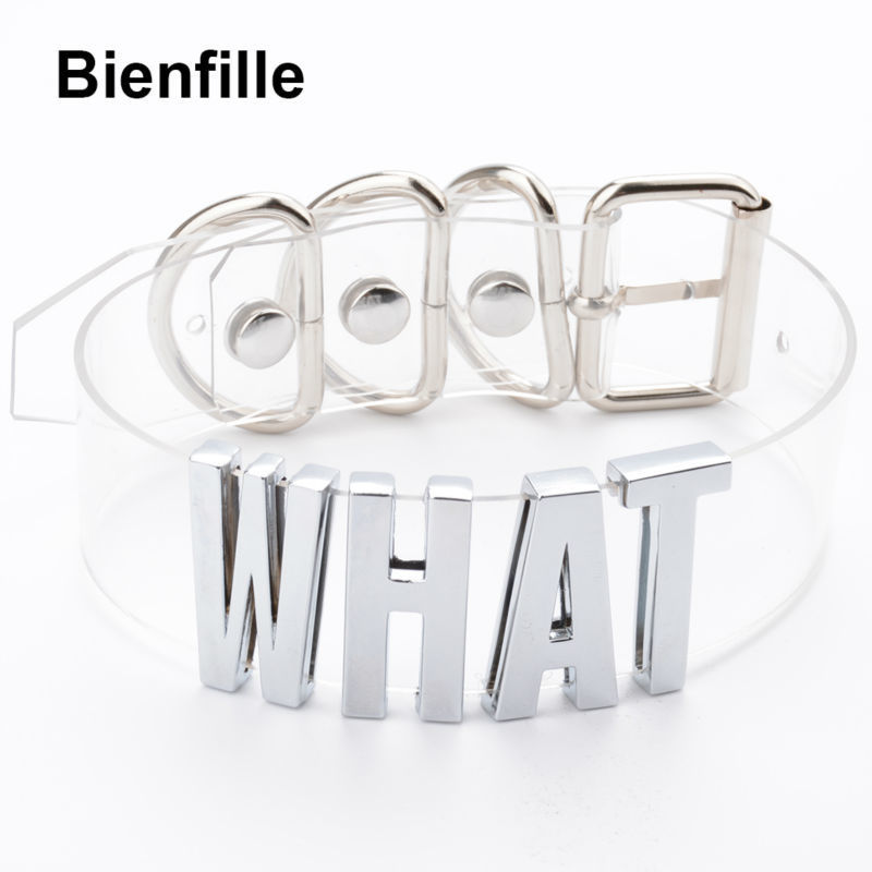 Handmade Women Girl Gold Customized Custom Cosplay WHAT Word Name Collar Choker Kawaii Clear PVC Leather Choker Necklace Men 220818