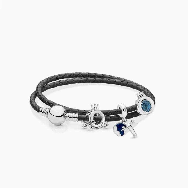 Women Bracelets 925 Silver Buckle Pandora Double Circle Woven Leather Bracelet 590745
Women Bracelets 925 Silver Buckle Pandora Double Circle Woven Leather Bracelet 590745