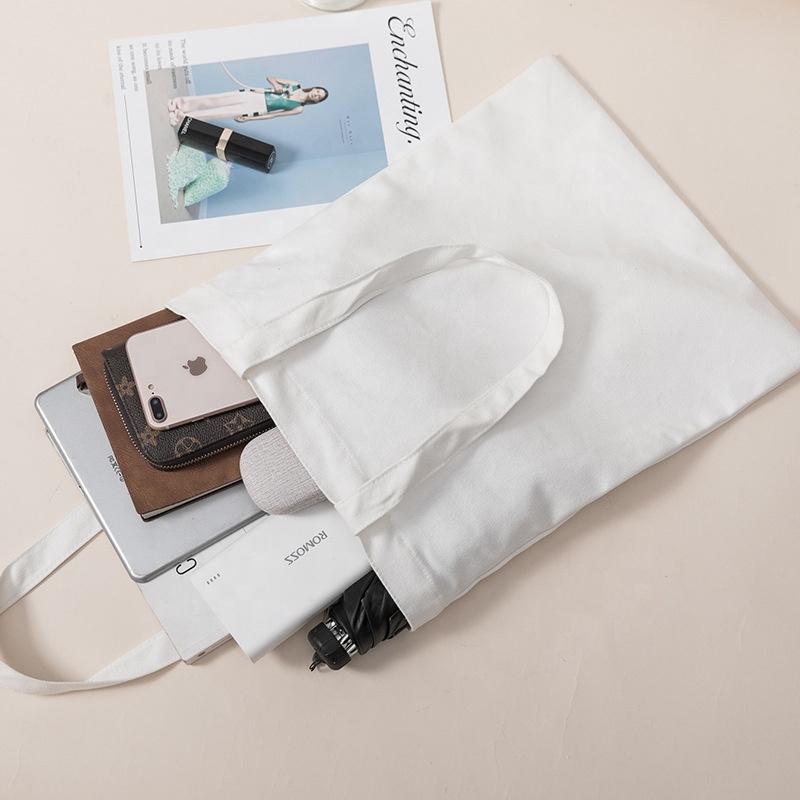 Sublimation Canvas Tote Bags Blank Cotton Totes with Handle Reusable Washable Grocery Shopping Plain Bags for Women Half Bleached Color