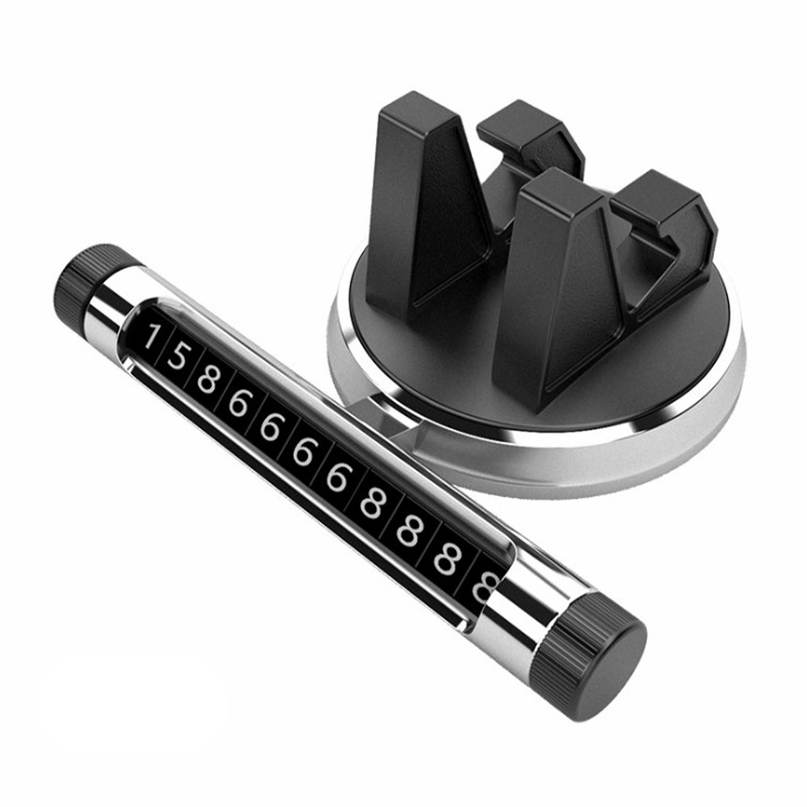 Car Phone Number Temporary Parking Card Plate With Rotatable Phone Holder Design Telephone Number Universal Auto Silicone Accessories