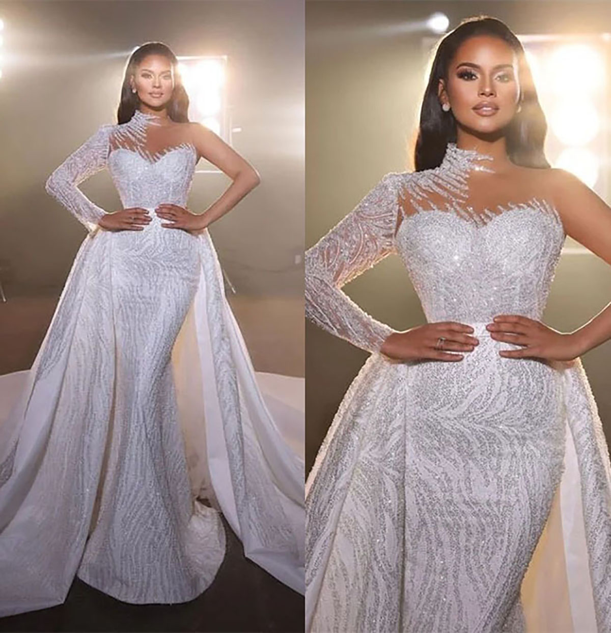 Saudi Arabia Sparkly Sequins Mermaid Wedding Dress Long Sleeve High Neck Bridal Gowns Beads Bride robes de, Fuchsia
Saudi Arabia Sparkly Sequins Mermaid Wedding Dress Long Sleeve High Neck Bridal Gowns Beads Bride robes de, Fuchsia