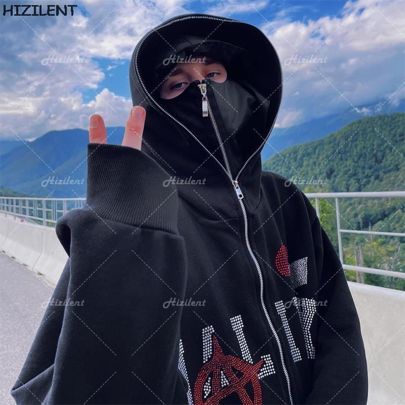 Y2K Skeleton Zip Up Oversized Sweatshirts autumn Goth Hoodies Women Grunge Hooded Jacket Streetwear Y2K clothing 220817