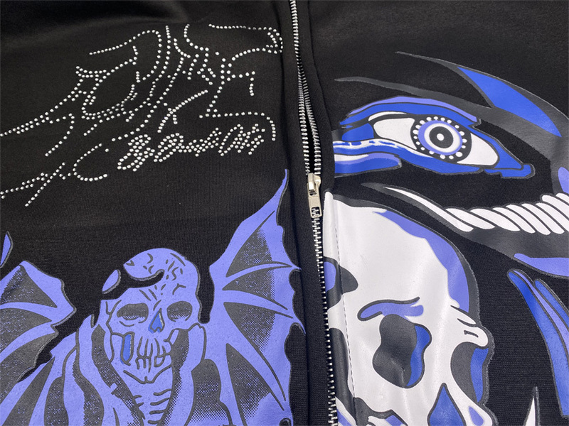 Men's Skull Purple Print Streetwear Oversized Hoodie Men's Jacket Goth Harajuku Y2k Clothes Grunge Zip Hoodie 220817