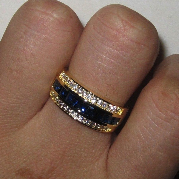 Sapphire Full Diamond 18k Gold Rings for Women Bague or Jaune Bizuteria Jewelry Anillos Men Gemstone Anel 220818