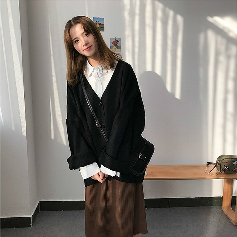 Sweaters Women Knitting Cardigans Casual Spring V-Neck Long Sleeve Daily Solid Mujer Clothes Single Breasted Brown College 220818
